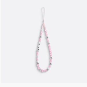 Dior Pink Beaded Phone Charm / Wristlet Strap Keychain New in box